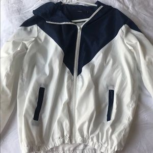 Blue and White Windbreaker
